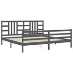 vidaXL Cadre de lit avec tête de lit gris 200x200 cm bois massif