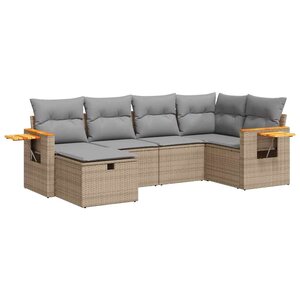 vidaXL Salon de jardin avec coussins 6 Pièces beige résine tressée