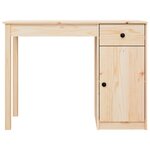 Bureau table poste de travail meuble d'ordinateur informatique étude 100 x 50 x 75 cm bois massif de pin brun 02_0023367