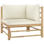 vidaXL Canapé d'angle de jardin avec coussins blanc crème Bambou