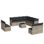 vidaXL Salon de jardin avec coussins 12 Pièces gris clair résine tressée