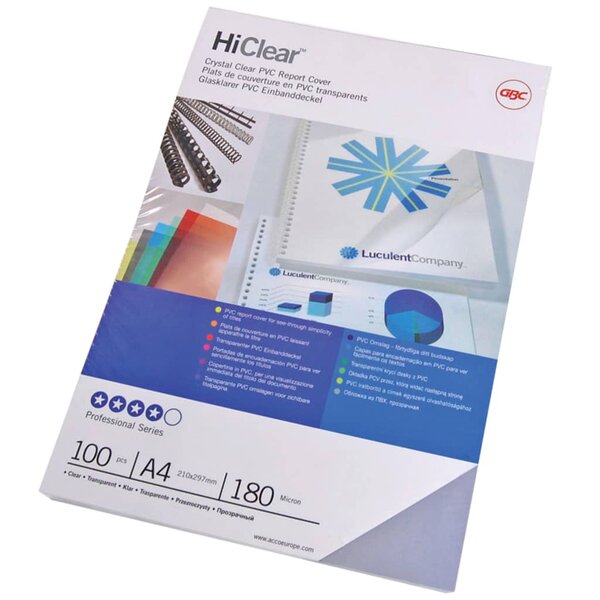 Gbc ensemble de couvertures de reliure hiclear a4 150 microns