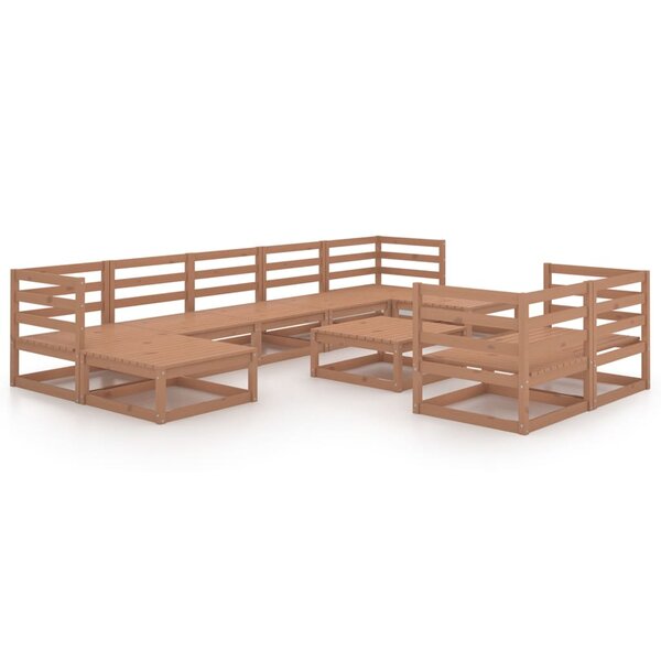 vidaXL Salon de jardin 10 Pièces marron miel bois de pin massif