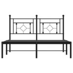 vidaXL Cadre de lit métal avec tête de lit noir 135x190 cm