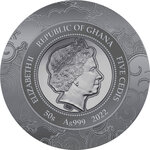 Pièce de monnaie en Argent 5 Cedis g 50 Millésime 2022 Lunar Year Ghana TIGER