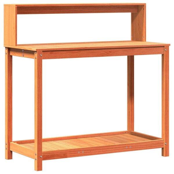 vidaXL Table de rempotage avec étagères marron bois massif de pin