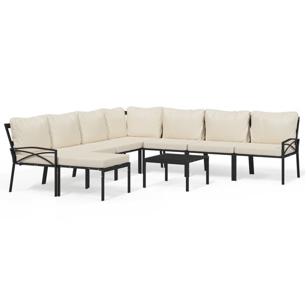 vidaXL Salon de jardin 9 Pièces avec coussins sable acier