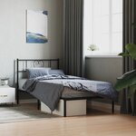 vidaXL Cadre de lit métal avec tête de lit noir 75x190 cm
