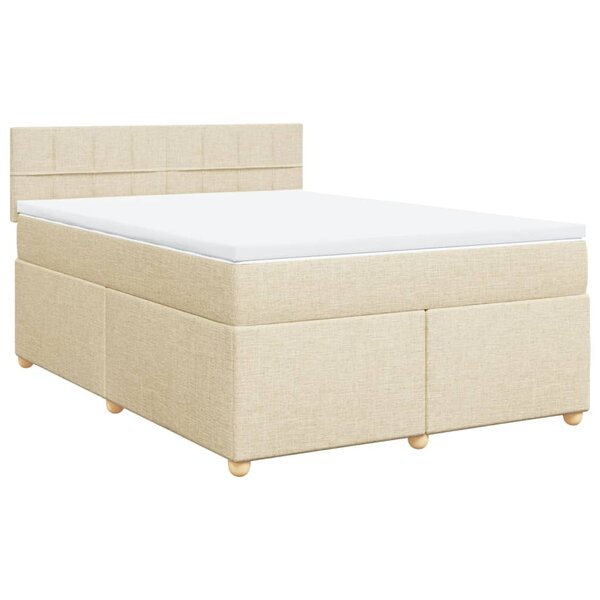 vidaXL Sommier à lattes de lit avec matelas Crème 140x190 cm Tissu