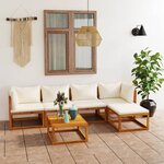 vidaXL Salon de jardin 6 Pièces avec coussin Crème Bois d'acacia solide