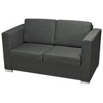 vidaXL Ensemble de canapés trois pièces Tissu Gris foncé