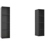 vidaXL Meubles TV muraux 2 Pièces Gris brillant Bois d'ingénierie