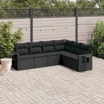 vidaXL Salon de jardin 6 Pièces avec coussins noir résine tressée