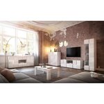 Buffet MILANO - blanc laqué brillant - 2 portes 2 tiroirs - 181 x 43 x 84 cm