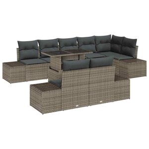 vidaXL Ensemble de canapé de jardin avec coussin 9 Pièces Gris polyrotin