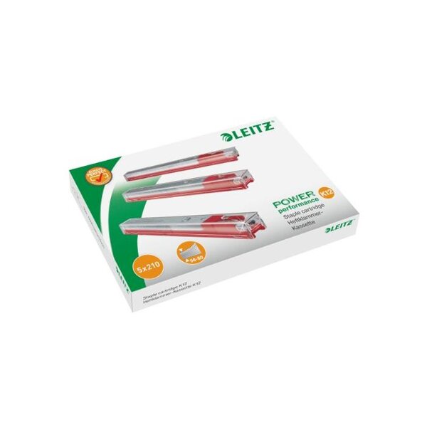 Boîte de 5 recharges 210 agrafes 26/12 Rouge K12 LEITZ