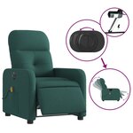 vidaXL Fauteuil de massage inclinable électrique Vert foncé Tissu