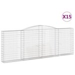 vidaXL Paniers à gabions arqués 15 Pièces 400x30x140/160 cm Fer galvanisé