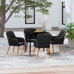 vidaXL Ensemble de salle à manger de jardin avec coussins 5 Pièces Noir