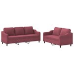 vidaXL Ensemble de canapés 2 Pièces avec coussins Rouge bordeaux Tissu