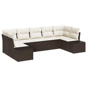 vidaXL Ensemble de canapé de jardin 7 Pièces Marron polyrotin