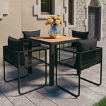 vidaXL Salon de jardin 5 Pièces PVC Résine tressée Noir et marron