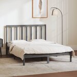 vidaXL Cadre de lit Gris Bois de pin massif 135x190 cm Double