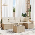 vidaXL Salon de jardin avec coussins 6 Pièces beige résine tressée