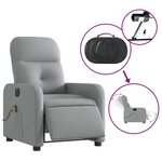 vidaXL Fauteuil de massage inclinable électrique gris clair tissu
