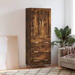vidaXL Buffet haut Chêne fumé 69 5x34x180 cm Bois d'ingénierie
