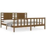 vidaXL Cadre de lit avec tête de lit marron miel 200x200cm bois massif