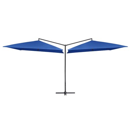 vidaXL Parasol double avec mât en acier 250 x 250 cm Bleu azuré