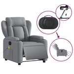 vidaXL Fauteuil de massage inclinable électrique gris clair tissu