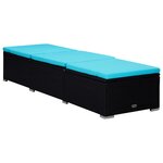 vidaXL Chaises longues de jardin table à thé 3 Pièces Résine tressée Noir