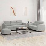 vidaXL Ensemble de canapés 3 Pièces coussins gris clair tissu microfibre