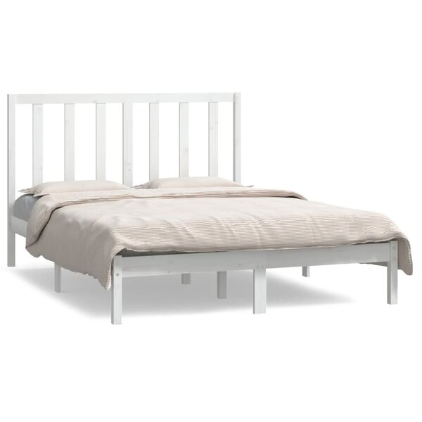 vidaXL Cadre de lit Blanc Bois de pin massif 140x190 cm