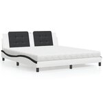 vidaXL Lit avec matelas blanc et noir 180x200 cm similicuir