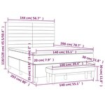 vidaXL Sommier à lattes de lit avec matelas Noir 140x200 cm Tissu