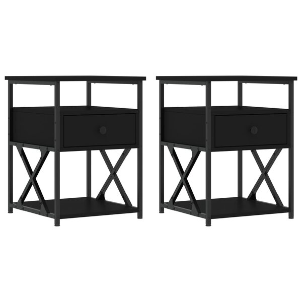 vidaXL Tables de chevet 2 Pièces noir 40x42x55 cm bois d’ingénierie