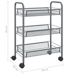 vidaXL Chariot de cuisine à 3 niveaux Gris 46x26x64 cm Fer