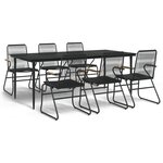 vidaXL Ensemble à manger de jardin 7 Pièces Noir Rotin PVC