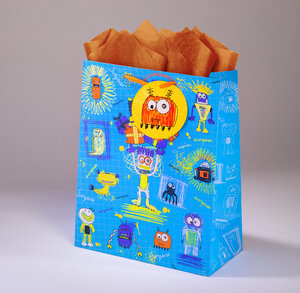 Sac cadeau gribouillis gm l 26 x h 32,5 monstres