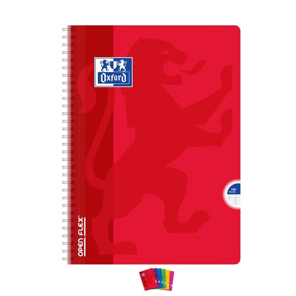 Cahier OPENFLEX spirale A4 180p grands carreaux 90g Coloris Aléatoire OXFORD