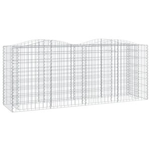 vidaXL Lit surélevé à gabions arqué 200x50x100 cm Fer galvanisé