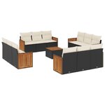vidaXL Salon de jardin avec coussins 13 Pièces noir résine tressée