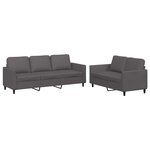 vidaXL Ensemble de canapés 2 Pièces avec coussins Gris Similicuir
