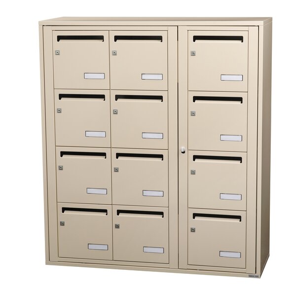 Bloc collectif Leabox 3x4 grade 3 simple face intérieur fixation murale ivoire ral 1015 finition brillante