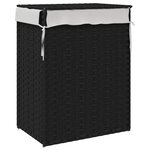 vidaXL Panier à linge avec couvercle noir 46x33x60 cm résine tressée