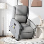vidaXL Fauteuil inclinable de massage électrique Gris clair Tissu
