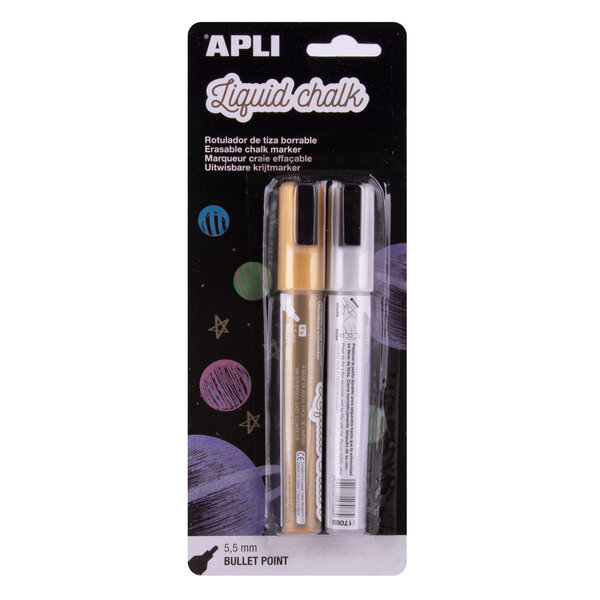 Marqueur Craie Or et Argent chalk Pointe ronde